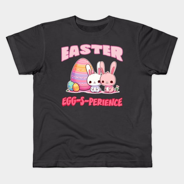 Easter Egg-s-perience: Whimsical Bunnies in Pink and White Kids T-Shirt by PopArtyParty